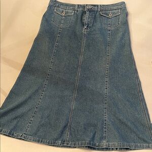 Christopher & Banks Blue Denim A-Line Skirt